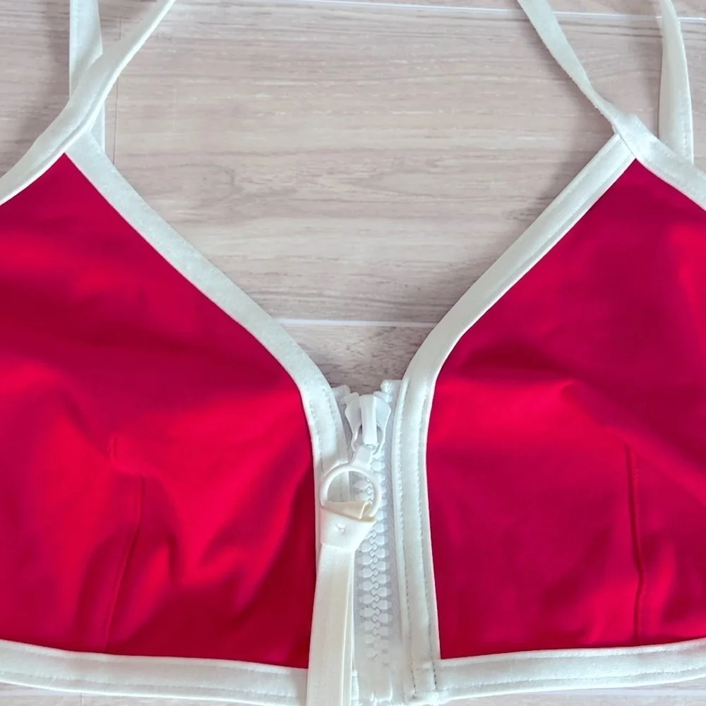 ERES- Nautic Sifflet Tringle Bikini Top with Zipper Detail Size 8